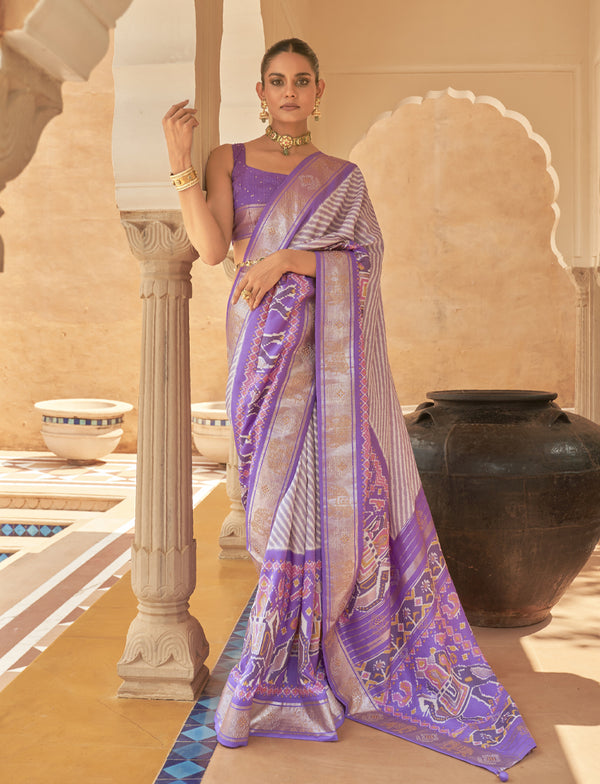 Purple Woven Patola Silk Saree