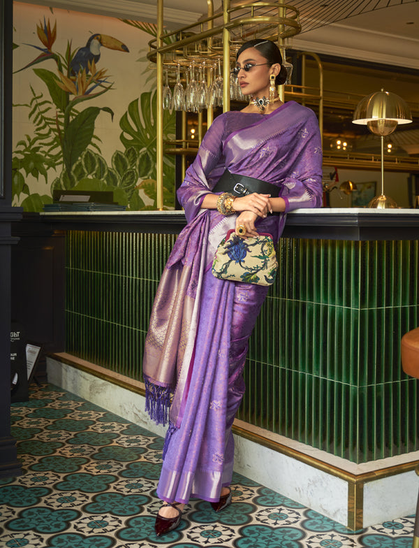 Purple Weaving Organza Silk Saree