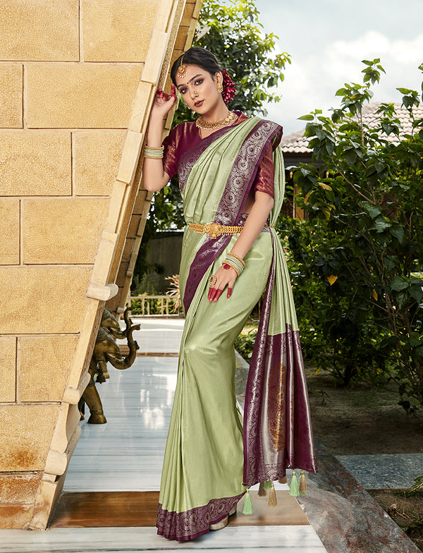 Heathered Grey Soft Silk Saree with Chhap dying