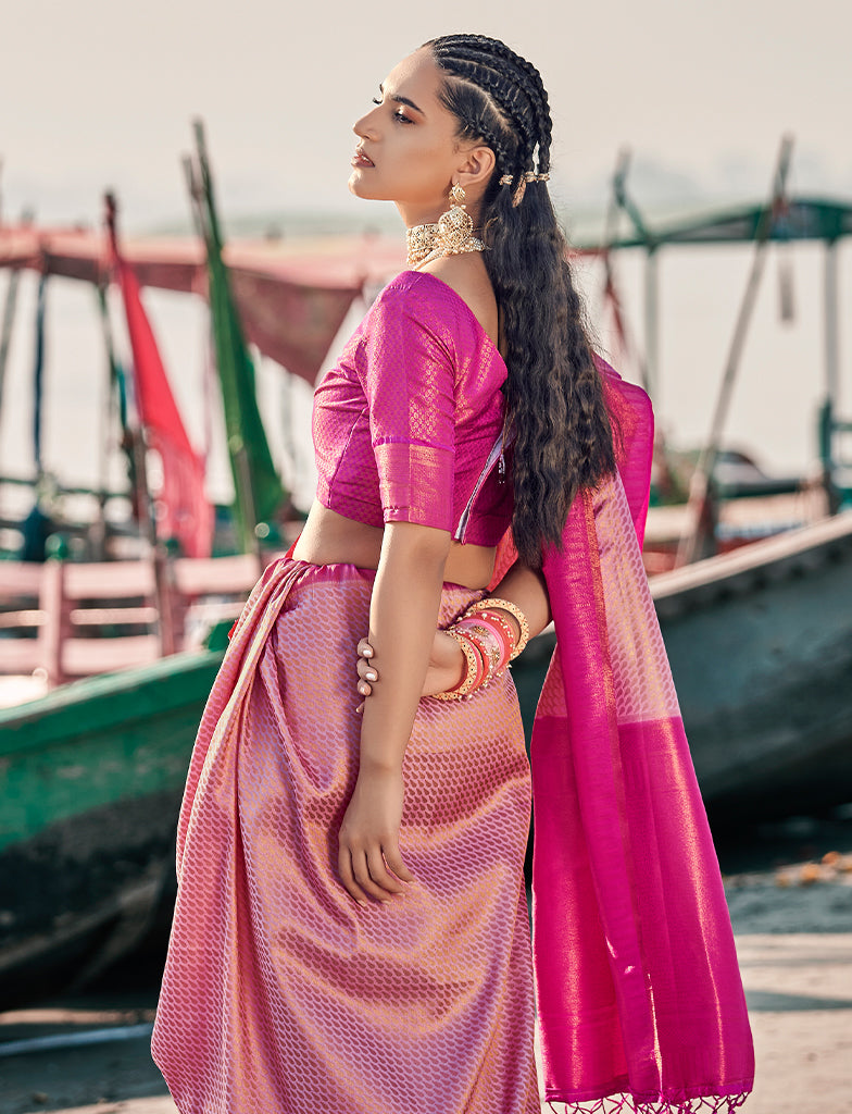Shop Online Multicolor Check Kanjivaram Saree with Zari Buta and Zari Pallu  – Pure Elegance